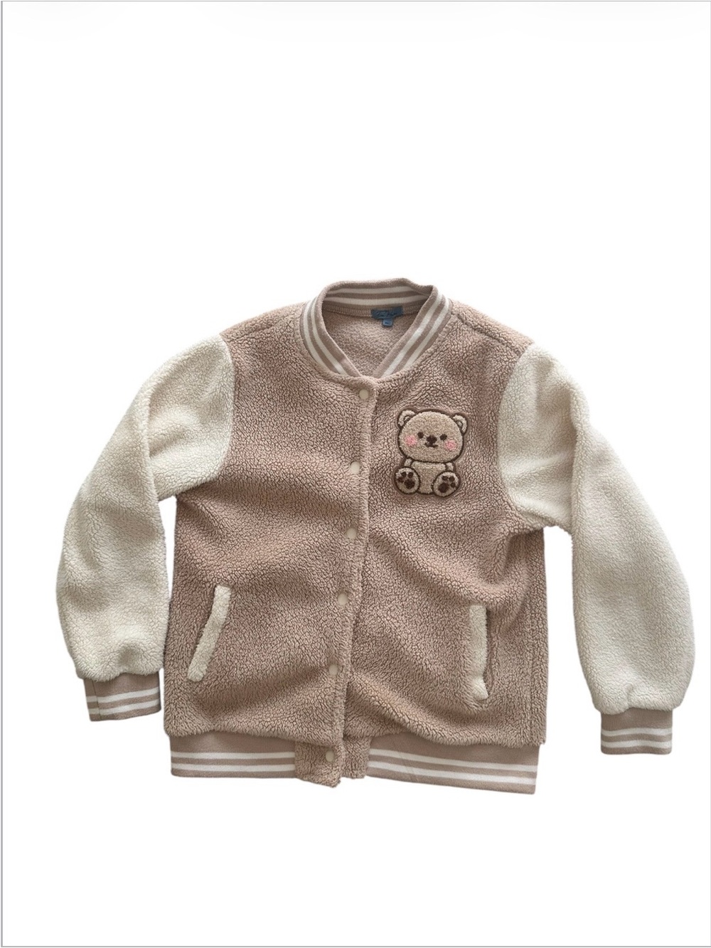 Cozy Teddy Sherpa Jacket - Cream & Beige - Kids